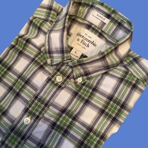 Abercrombie & Fitch Mens Button Up Long Sleeve Cotton Plaid Shirt Sz L